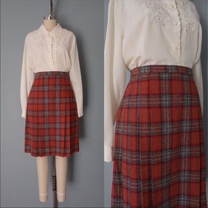 Pendleton Red Wool Plaid Pleated Skirt